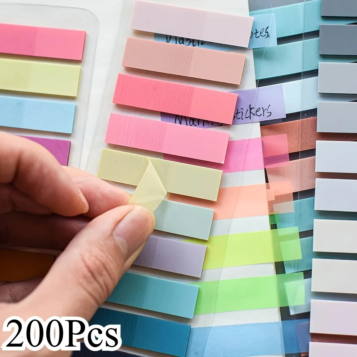 200 pestañas adhesivas para anotar libros, marcadores de página, banderas de libros transparentes grabables y reposicionables, tira de pestañas de índice