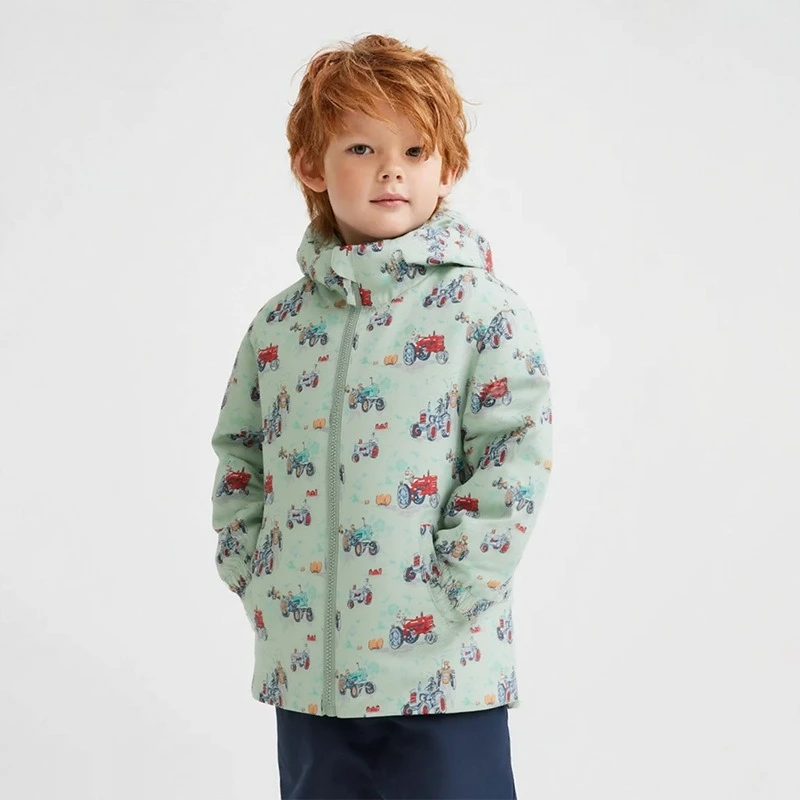 

2025 Hot Selling New Children's Hooded Car Cartoon Full Printed Long Sleeved Zipper Jacket