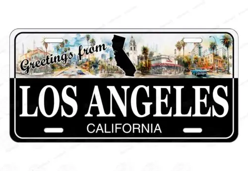Los Angeles California Greetings from Custom License Plate Auto ATV MOPED bike