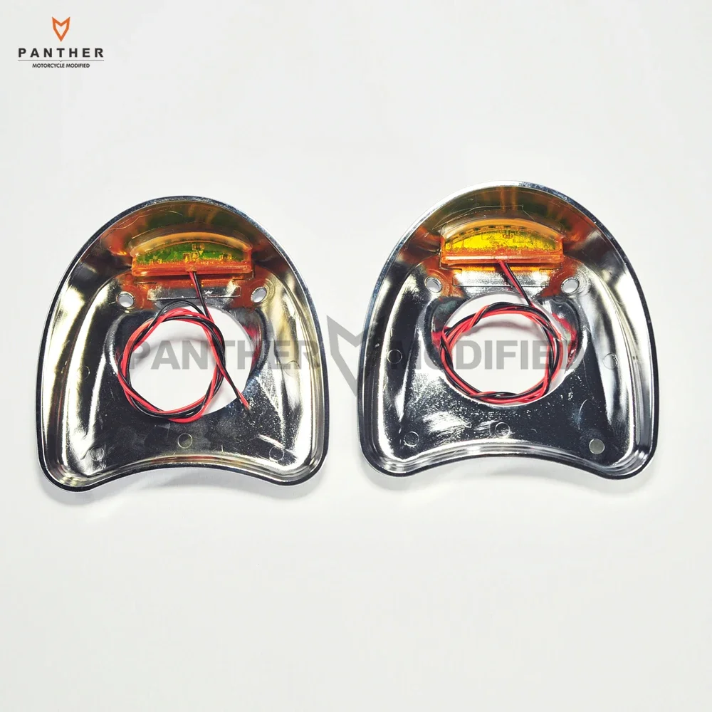 

RED LED Chrome Fairing Mount Motorcycle Side Mirror Cover Shell case for Harley Electra Glide 1996-2016