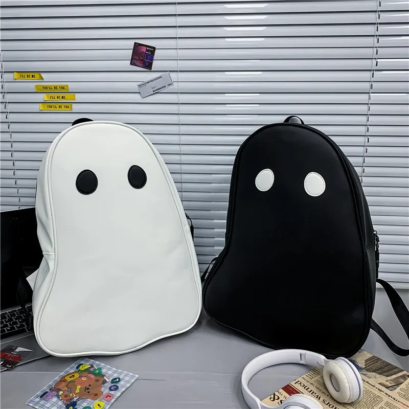 Cute 3D Ghost Shape Backpack Funny Harajuku Style Large Capacity School Bag Halloween Party Unisex Student Travel Rucksack