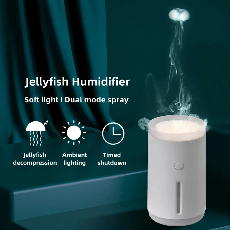 360ML Jellyfish Humidifier Car Portable Air Purifier USB Ultrasonic Mist Maker with LED  Lamp