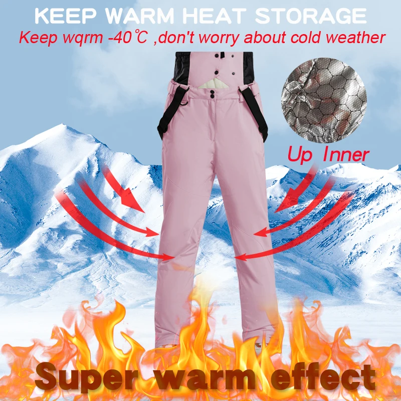 Women's Outdoor Camping Hiking Sports High Quality Ski Pants Windproof Waterproof Warm Snow Trousers Winter Ski Snowboard Pants