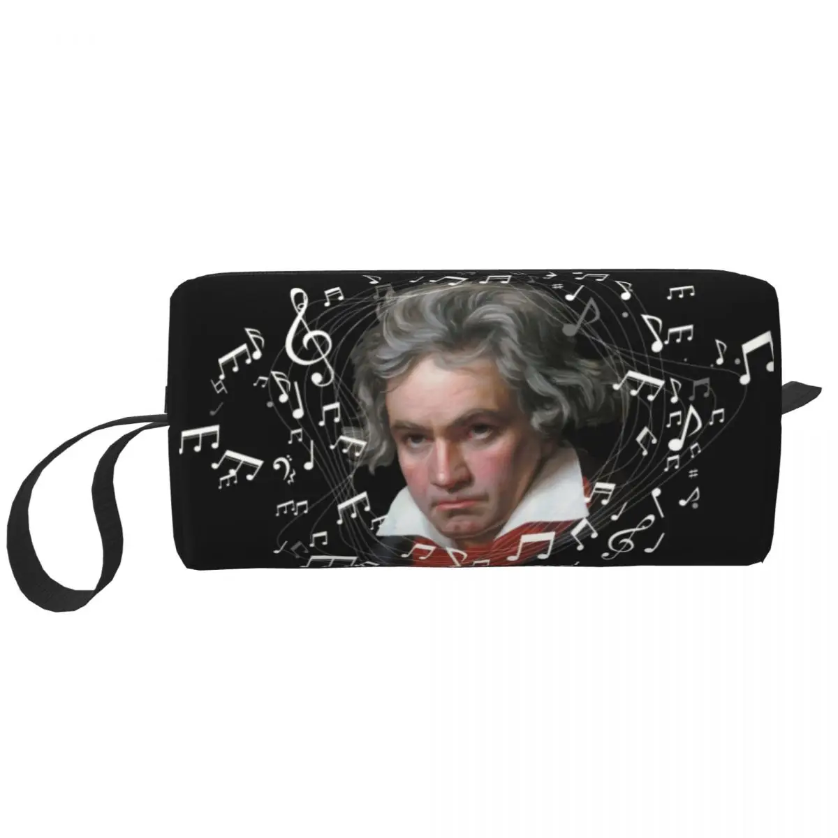 Travel Beethoven With Flying Music Notes Toiletry Bag Fashion Musician Makeup Cosmetic Organizer for Beauty Storage Dopp Kit Box