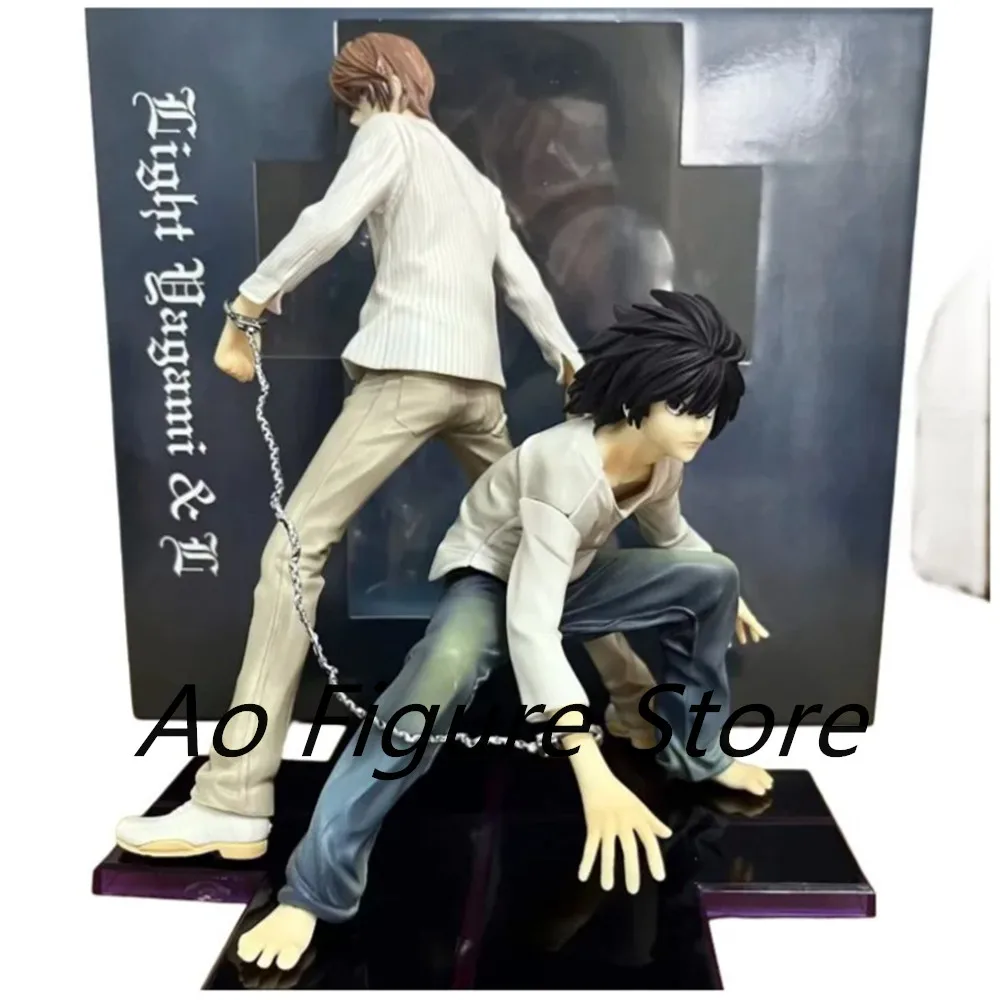 22cm Death Note Electric Shock Gk Light Yagam&L Statue Anime Handmade Model Decoration Birthday Gift Animation Model Handmade