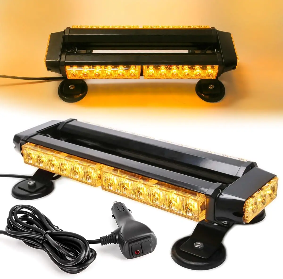 30LEDs Flashing Beacon Light - Recovery Warning Strobe Lighting Bar IP65 with 4 Magnetic Base 7 Flash Patterns for 12V/24V