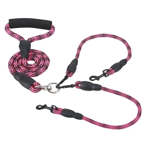 

Double Dogs Leash No-Dogs Lead Reflective Dogs Walking Leash w/ Swivel Coupler Padded Handle