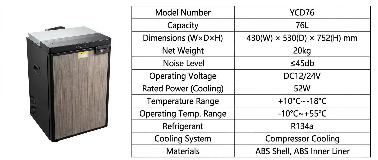 76L ICECO  Compressor RV Fridge Reversible Hinge 180° Full Opening Stackable Camper Van Refrigerator 12V 24V