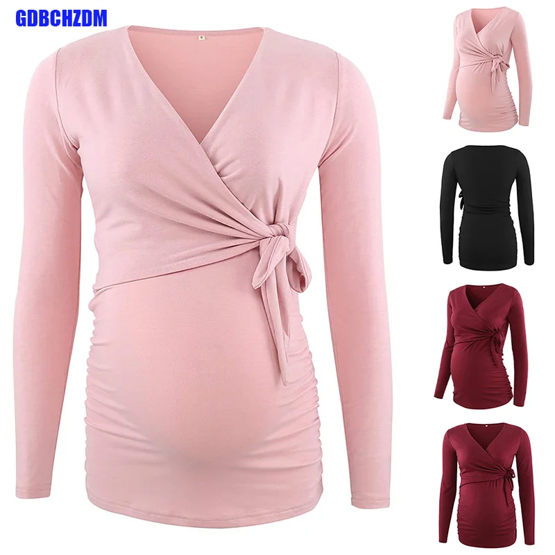 

Ladies Maternitys Long Sleeve Shirts Pregnant Women Clothing Breastfeeding Tops Maternity Nursing Blouse For Pregnancy Clothes