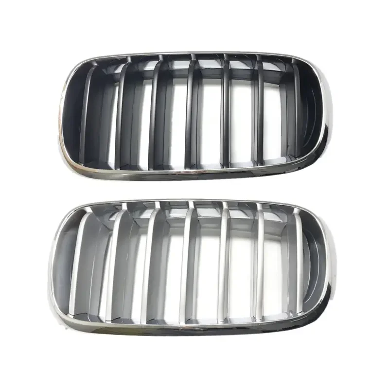 Front Bumper Kidney Grille Grill Chrome Silver for 2014-2018 BMW X5 X6 F15 F16 X5M