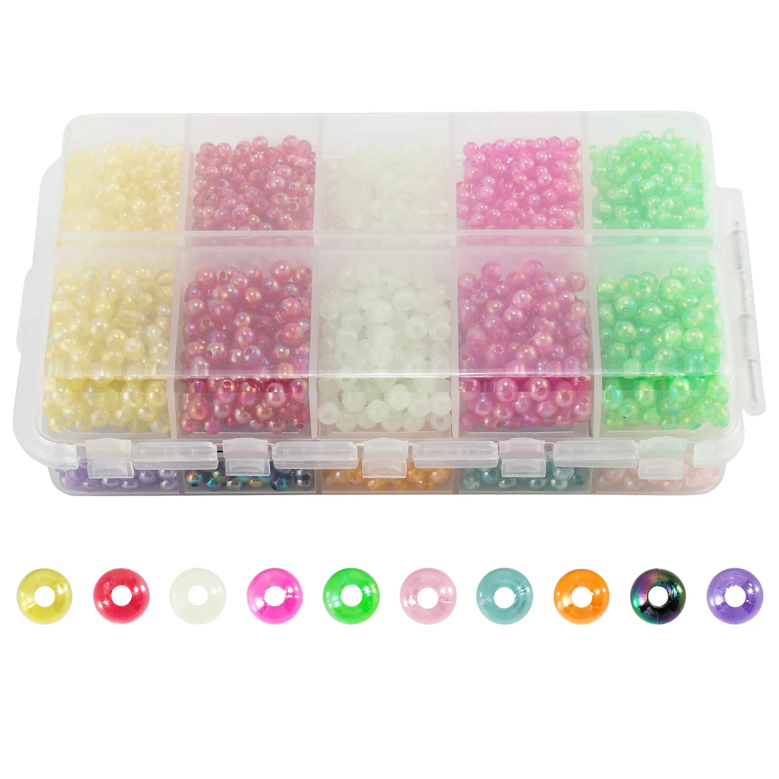 3000pcs Fishing Bead Stopper for Making Spinner Lure Texas Rig Carolina Deep Drop Rig 4mm 5mm Plastic Bead Floating Ball DIY