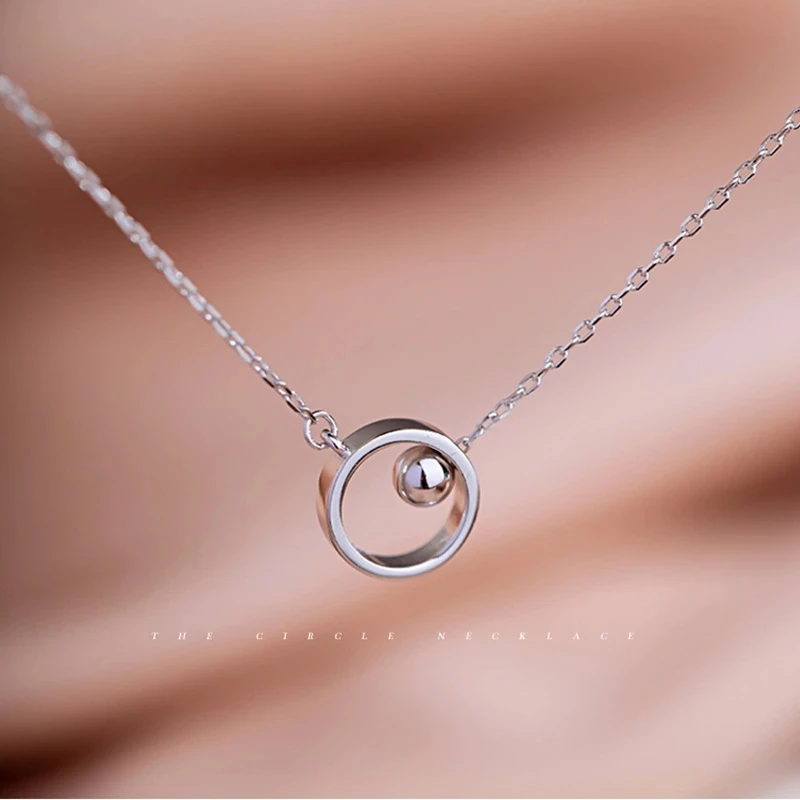 New Silver Color Geometric Beads Circle Pendants Necklaces for Women Aesthetic Tassel Clavicle Chain Choker Fashion Jewelry Gift