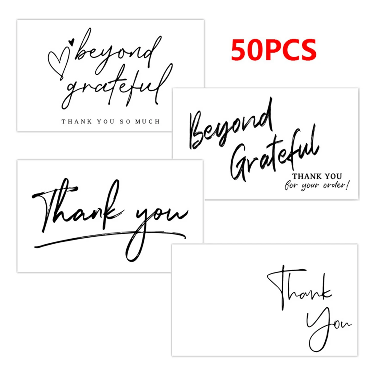 50pcs Thank You For Supporting My Business Cards,Small Customer Appreciation Card for Shop, Online Retailers, Business Supplies