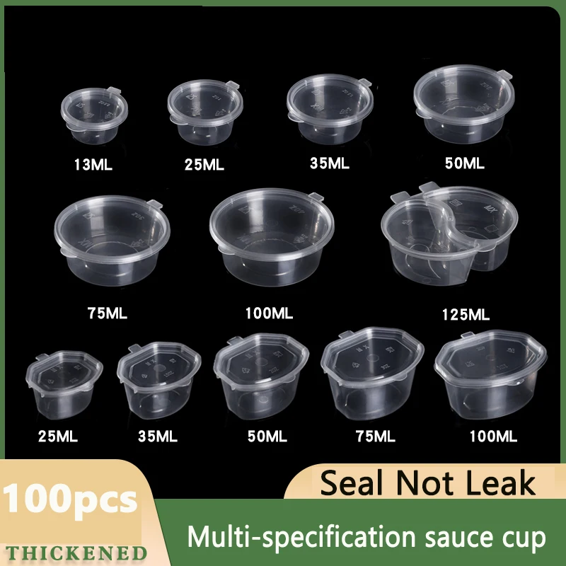 100pcs Environmental Protection Sauce Cup Seasoning Chili Oil Takeaway Packaging Takeaway Supplies Plastic Sauce Dipping Box