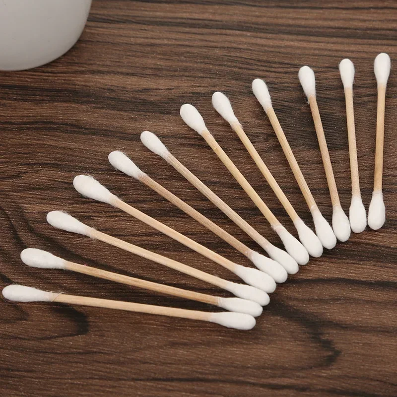 vvocci 100Pcs Baby Cotton Swabs Natural Cotton Buds Chlorine-Free makeup first aid cleaning Nose Ear Sticks Biodegradable