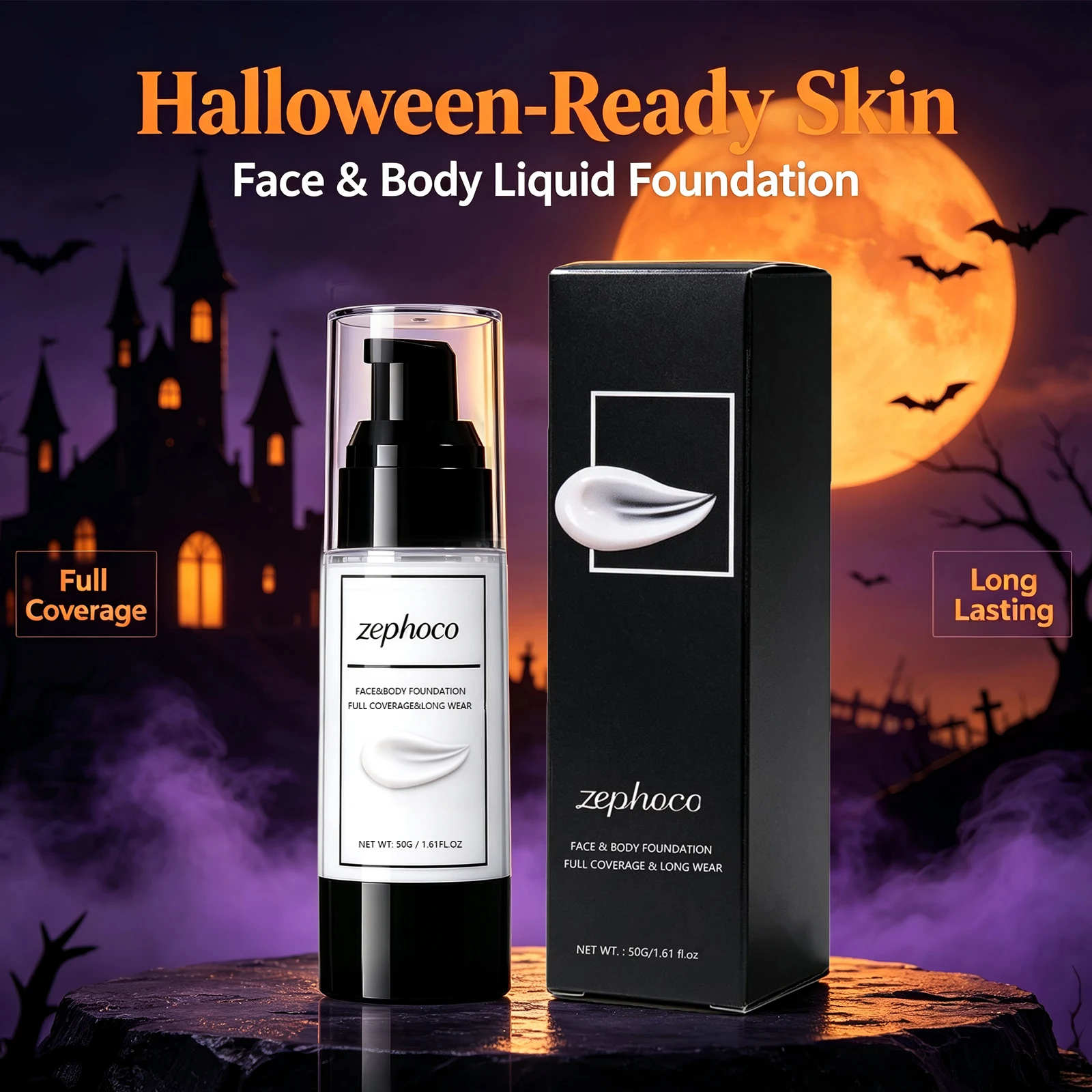 Face and Body Foundation Full Coverage Base Makeup for Costume Stage Makeup Easy to Apply Remove Long Wear Concealer Makeup Base