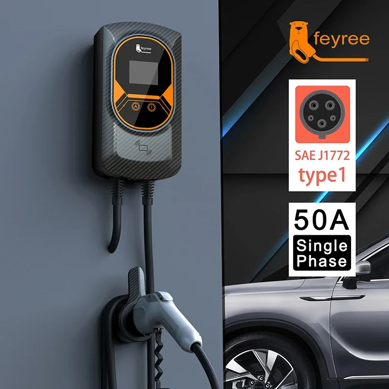 feyree EV Charger Type1 EVSE Wallbox 32A 7.6KW 40A 9.6KW 50A 12KW  1Phase  j1772 Adapter APP Control for Electric Vehicle Car