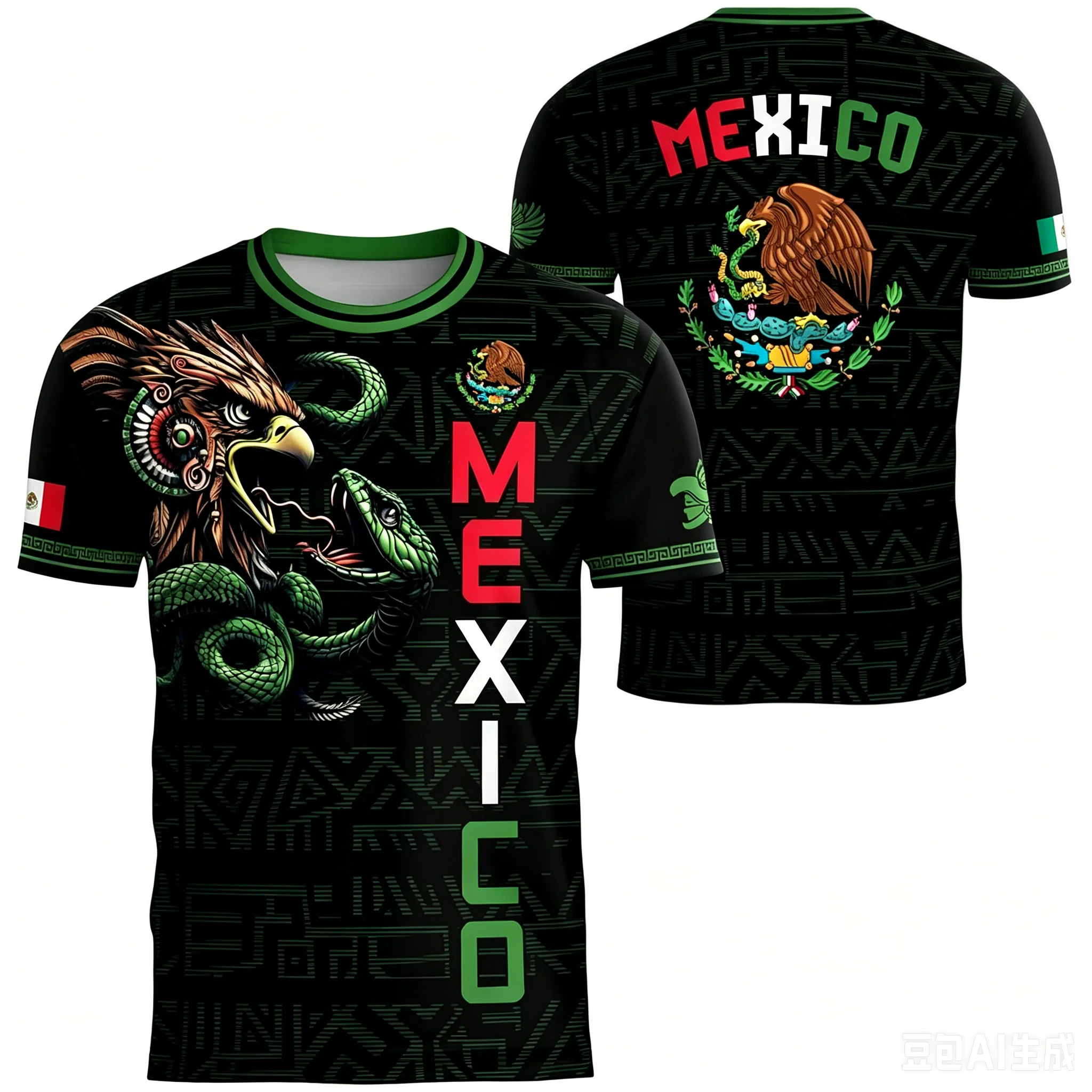 MEXICO Flag 3D Print Sports Quick-dry Breathable Men T-shirt Outdoor Football Jersey Team Fan Parent-child Short Sleeve Clothing