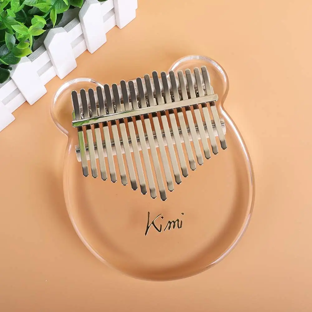 17 Keys Bear Kalimba Acrylic Thumb Piano With Tuner Hammer Concert Bag Mini Thumb Piano Musical Instruments For Kids And Adults