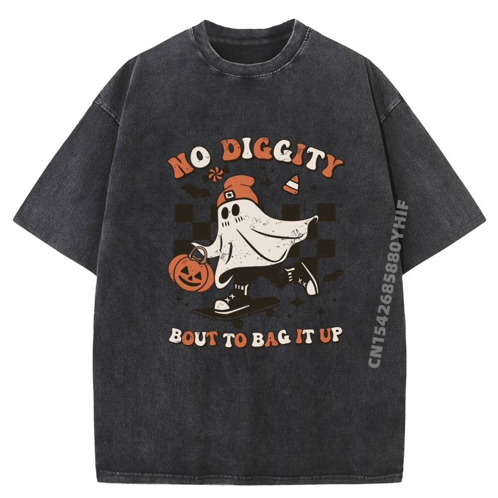 

No Diggity Bout To Bag It Up Retro Ghost Skateboard Men Clothes Summer Luxury T-Shirt Men High Quality Anime Washed Tshirts