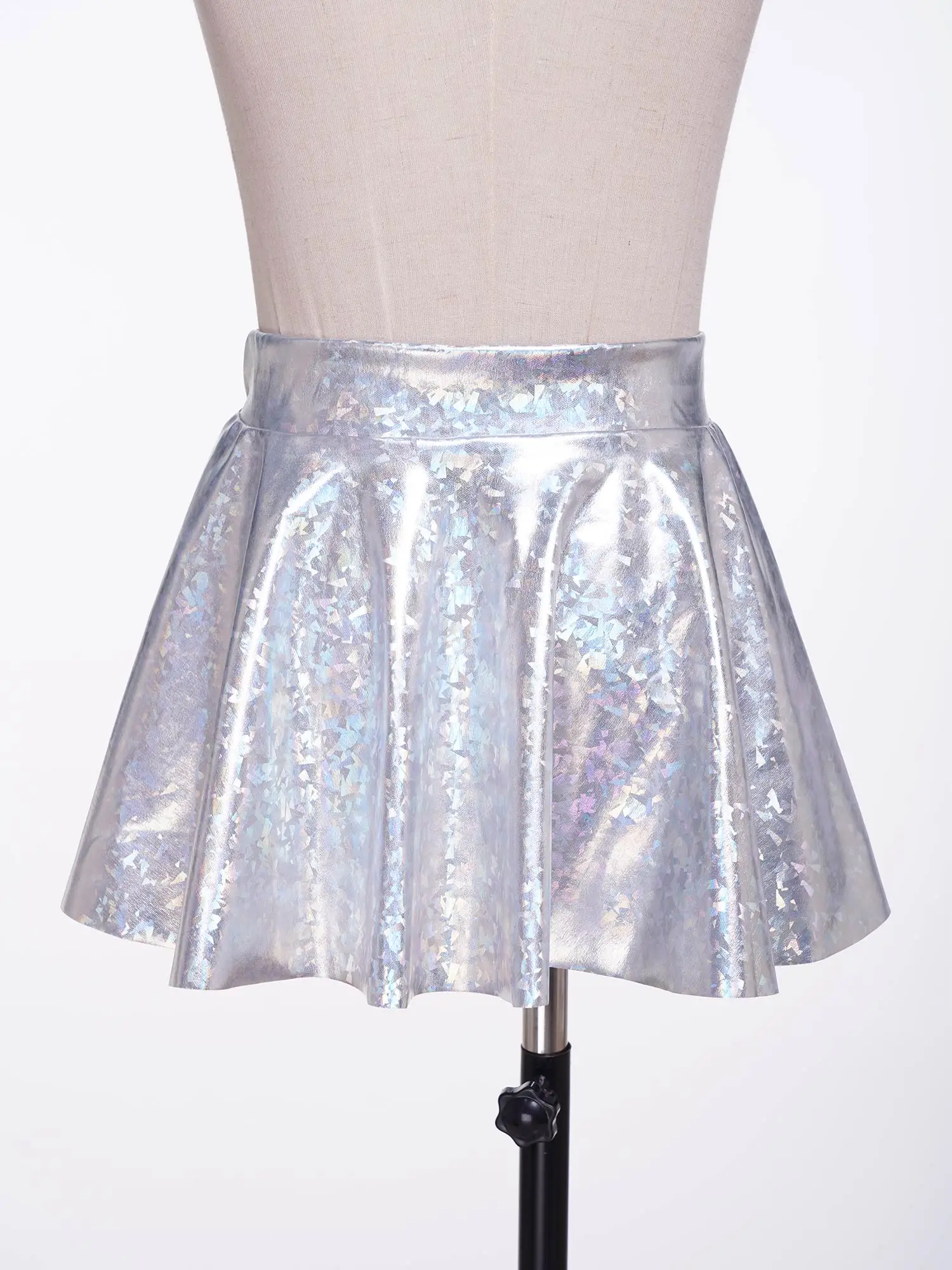 Children's Mini Skirts Kids Girls Disco Hip Hop Stage Show Streetwear Metallic Ruffled Skirt for Halloween Jazz Dance Costumes