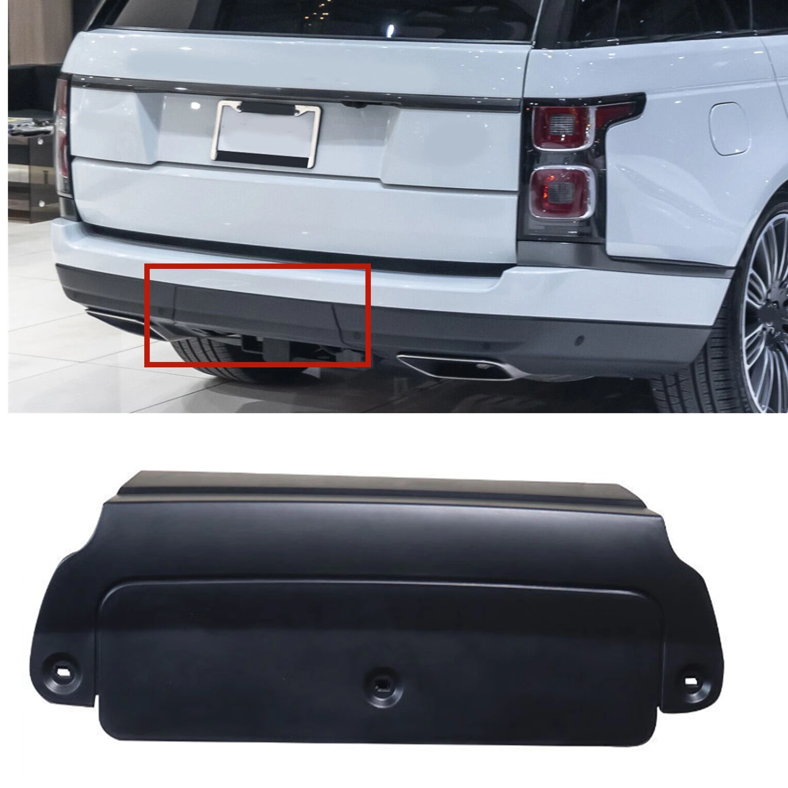 

For Land Rover Range Rover L405 2013-2018 Rear Bumper Spoiler Skid Plate Protector Tow Hook Trailer Cover Cap LR037895 LR056298