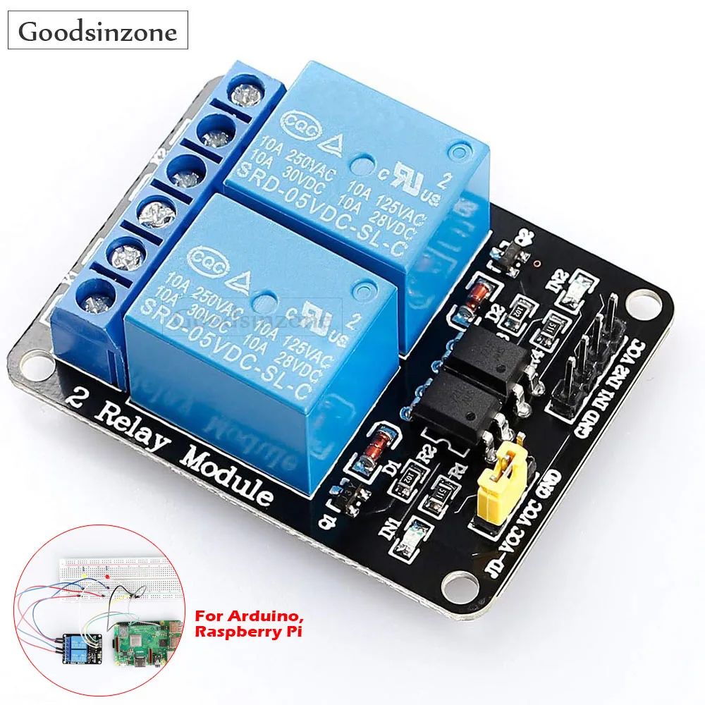 2-Channel 5V Relay Module with Optocoupler - Low Level Trigger for Arduino, Raspberry Pi & Microcontrollers