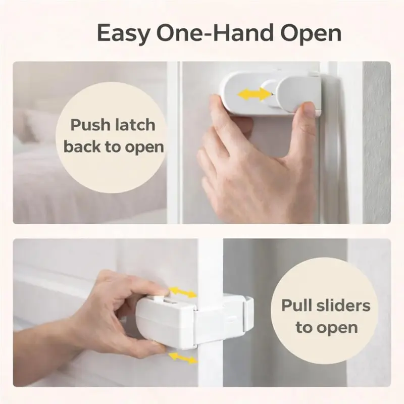 ABTI-For Toddlers, Cats& Dogs Compatible 3PCS Childproof Safety Lock,For Interior Doors- Snap-On Design Child-Proof Door Lock