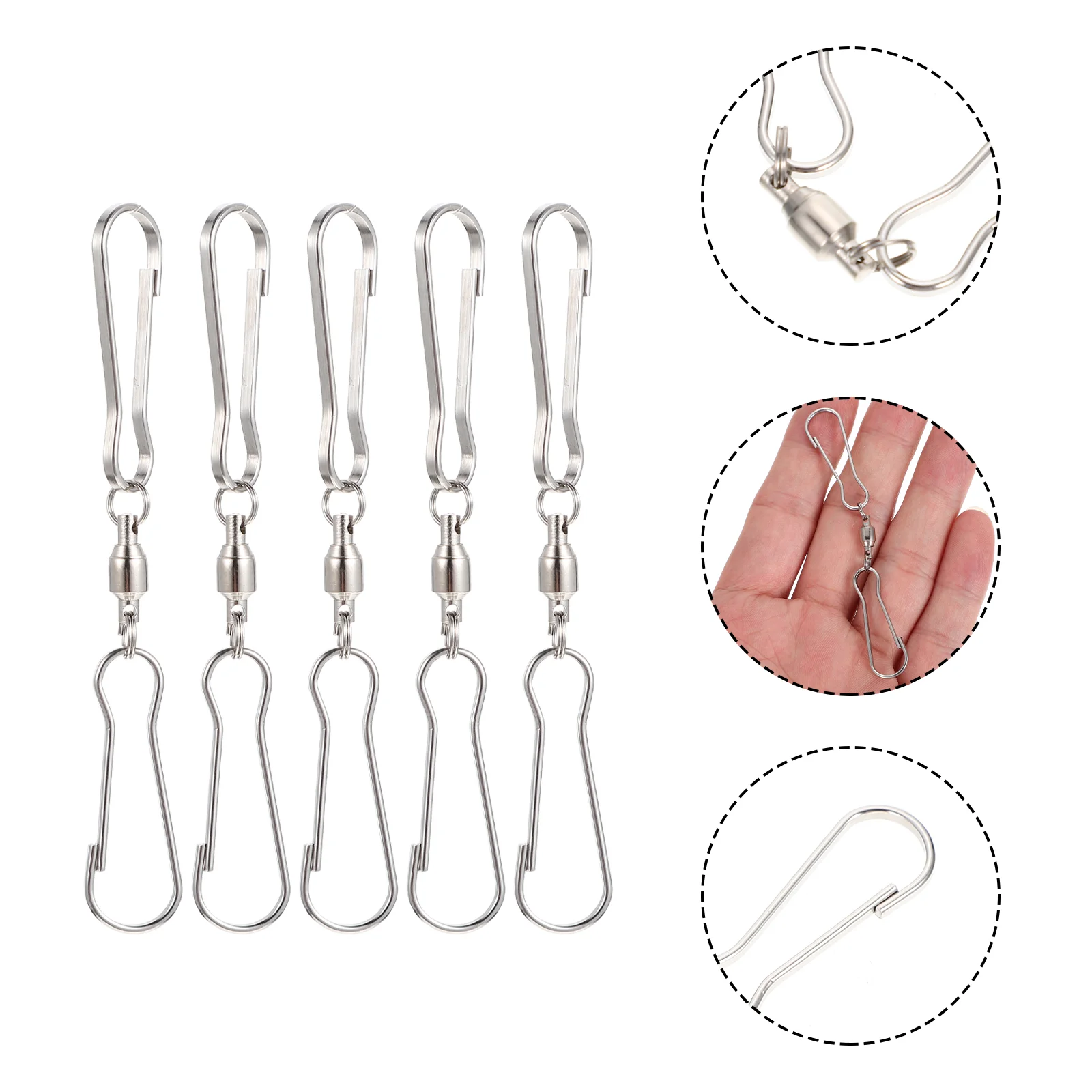 

10 Pcs Decorative Hook Rotating Dual Clip Hooks Bearing Hanging Wind Chimes Windbell Hanger Rotary Swivel Display up Clips