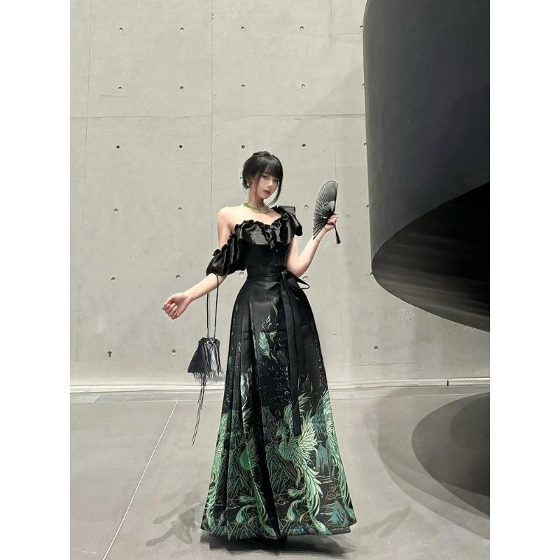

Spring and Autumn Daily National Style Versatile Long Sleeve Top Retro Horse Dress Women's Hanfu Complete Set
