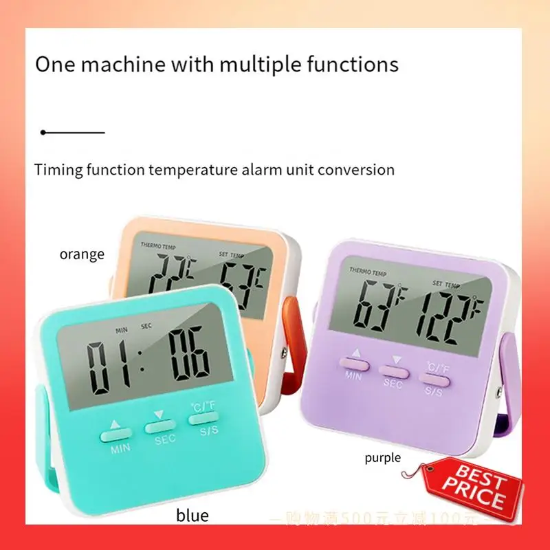 

ABNR цифровой пищевой термометр, сигнализация температуры приготовления пищи, таймер для приготовления пищи со светодиодным дисплеем, зонд из нержавеющей стали