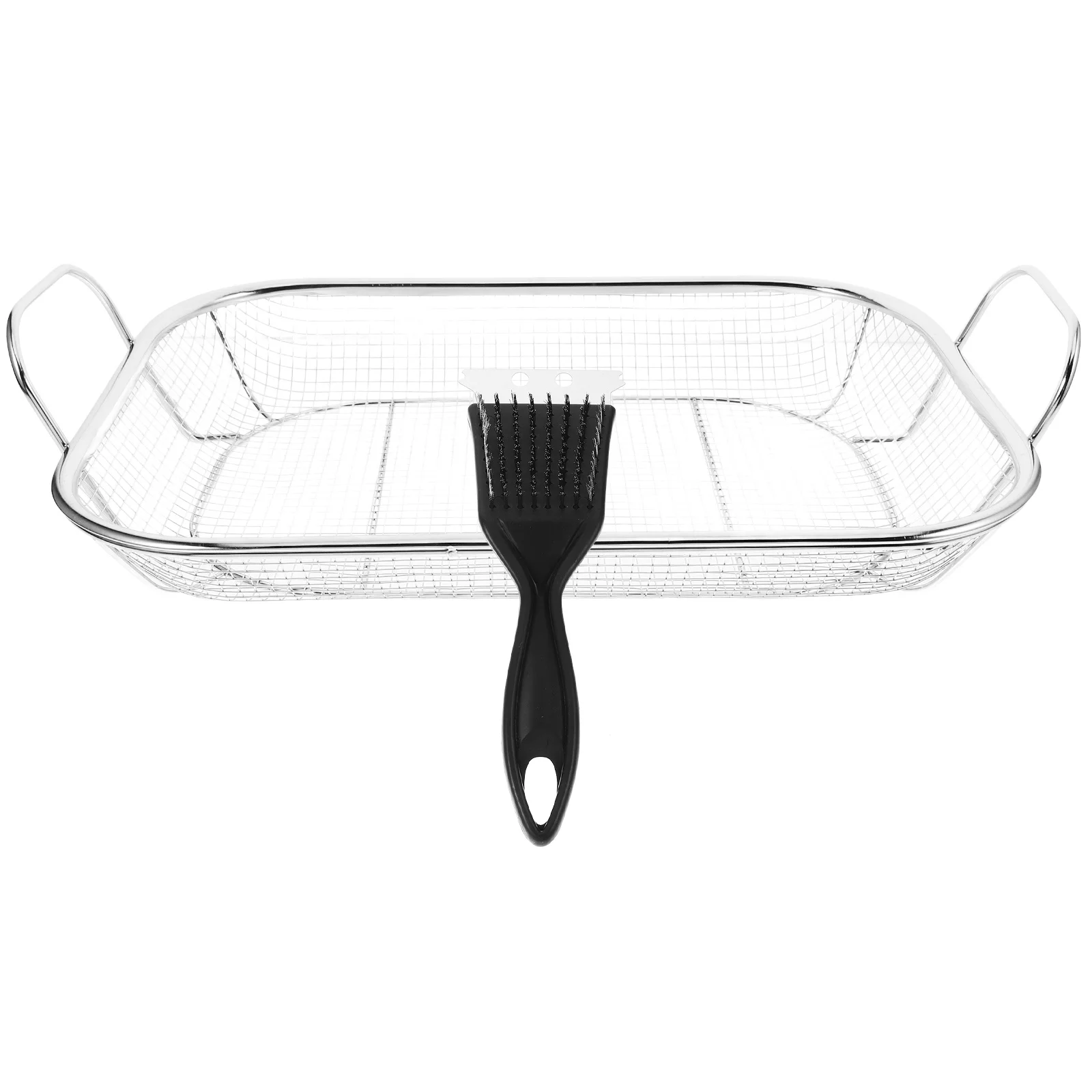 

1 Set Stainless Steel Bbq Grill Basket Large Capacity Fine Mesh For Camping Cookware Outdoor Grilling Vegetables Fries Chicken