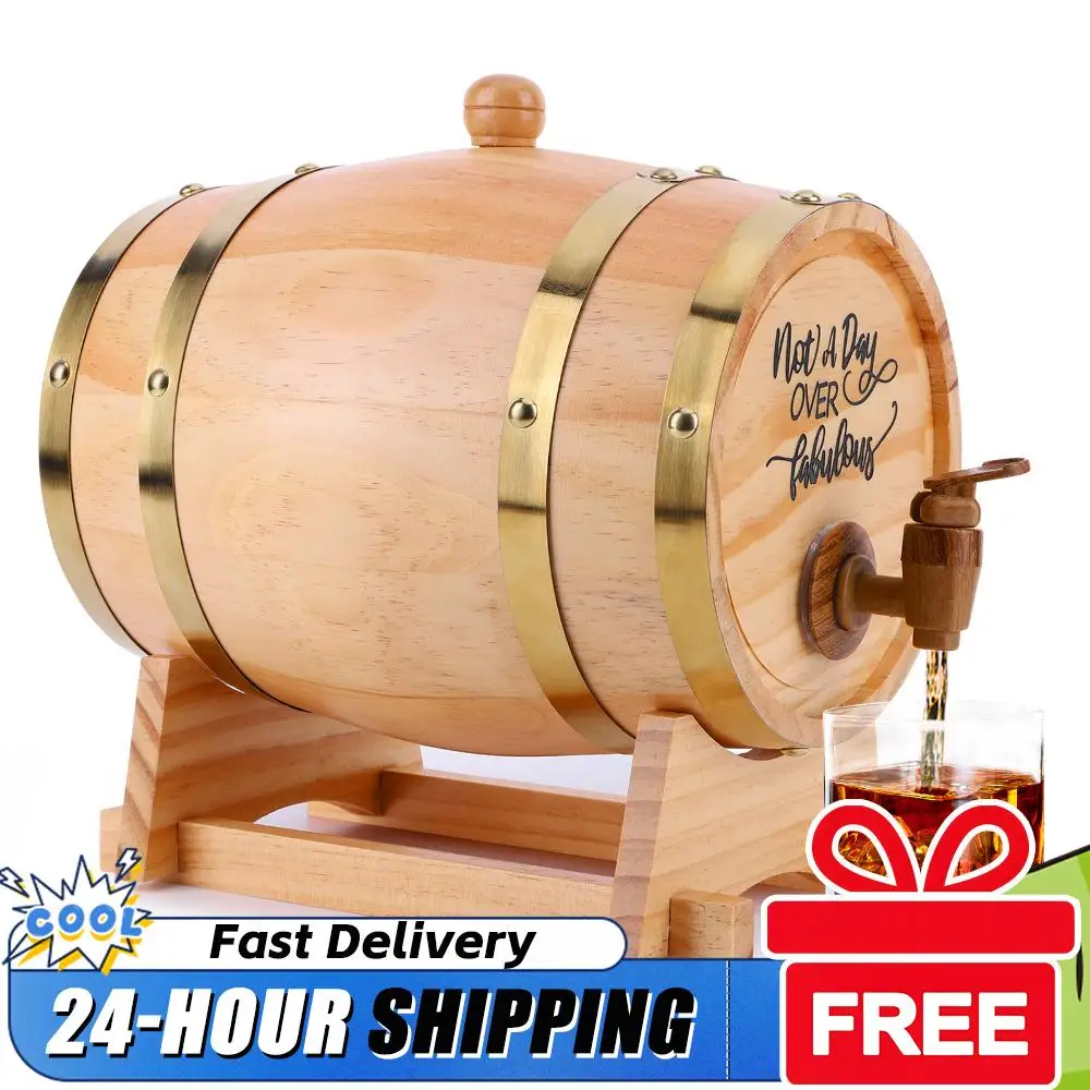 

3L Wood Wine Barrel Vintage Oak Beer Brewing Accessories Whiskey Storage Container Home Decoration Wine Bar Tool Storage Bucket