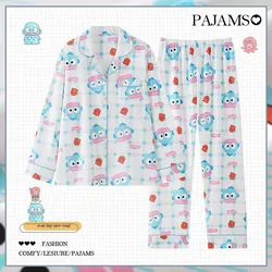 2024 New Cartoon Cute Hangyodon Couple Style Pajamas Cotton Can Be Worn Externally Long Sleeved Pants Home Wear Birthday Gift