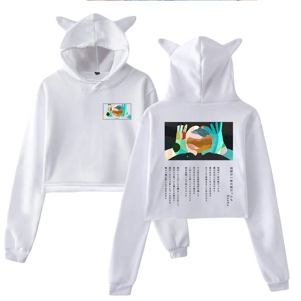 

ReoNa kawaii sets women Printed novely graphic Rabbit ears causal music fans hoodies short Sleeve unisex sweatshirt