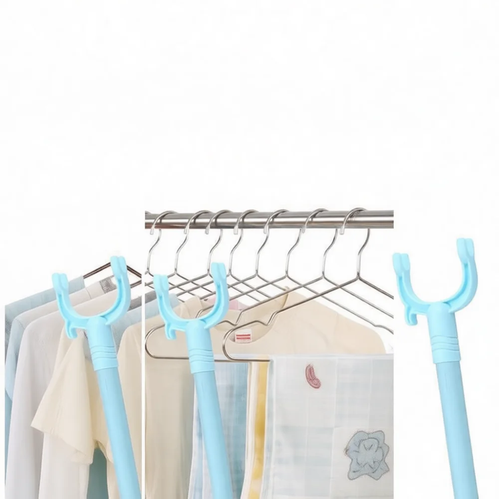 Retractable Clothes Drying Pole Telescopic Laundry Fork Portable Hanger Rod Household Balcony Organizer Utility