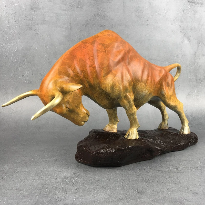 GOOD Company home Porch lobby thriving business Money Good luck Lucky Bull color brass Sculpture ART best office Ornament