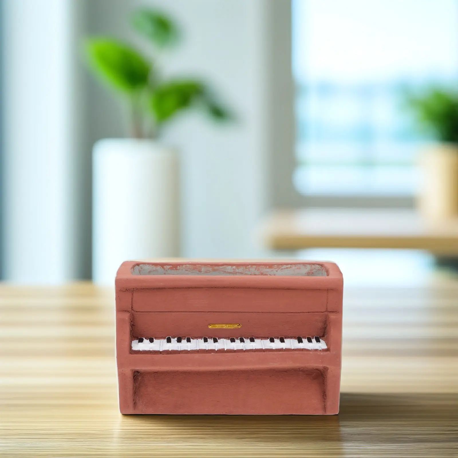 Piano Design Cement Planter Creative Succulent Flowerpot Exquisite Workmanship Bright Color Fade Resistant Household Plant