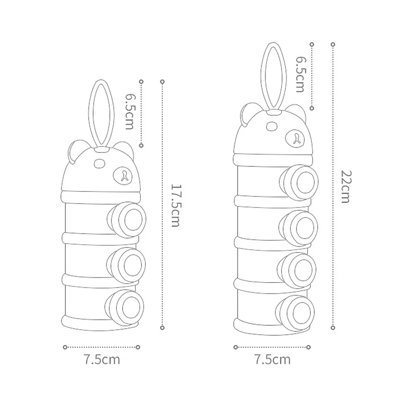 Opslag Drie/Vier Tier Draagbare Voedselcontainer Poeder Melkpoeder Kartonnen Dispenser Morsbestendig Geschikt voor 1 tot 6 jaar Ol