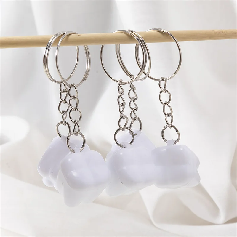 5PCS Simulation Cartoon Teeth Keychain White Teeth Keyring Key Chains Resin Tooth Shape Key Rings For Women Jewelry Gift