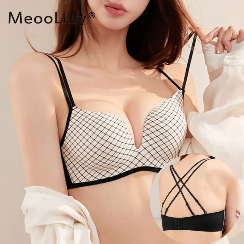 

MeooLiisy Sexy Beauty Back Push Up Bra for Women Seamless Wireless Adjustable Brassiere Underwear Lingerie Lady
