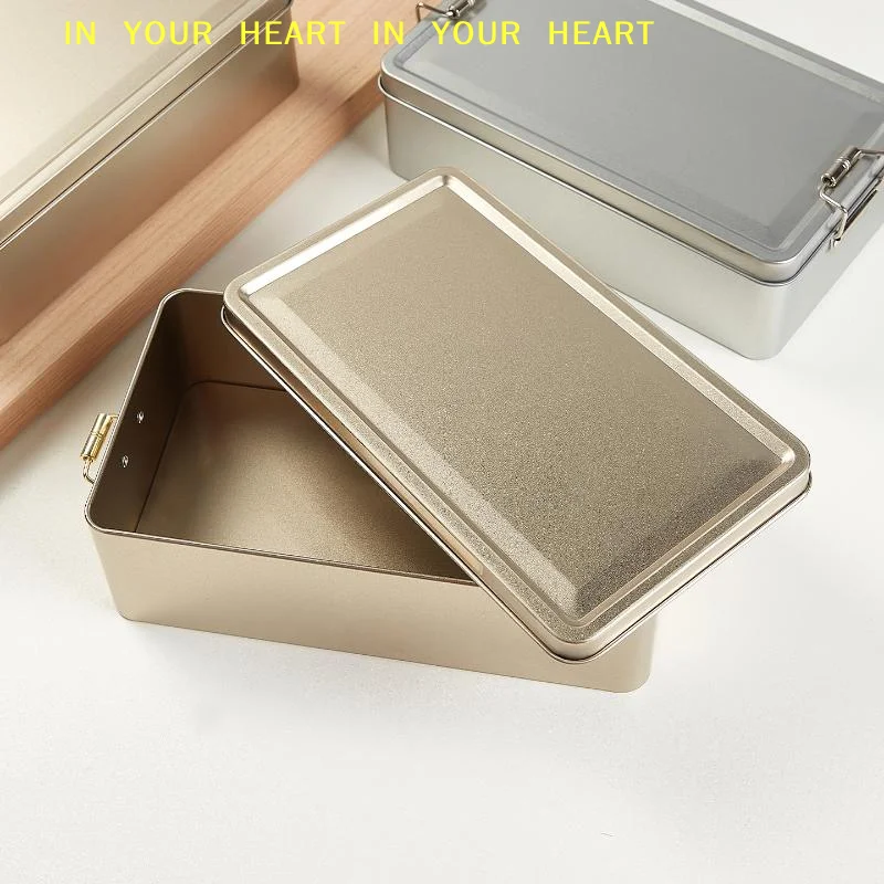 1/3/5Pcs Dustproof Home Desktop Storage Tin Rectangular Tinplate Cookie Tins Box With Lid For Candy Coffee Tea Jewelry Chocolate