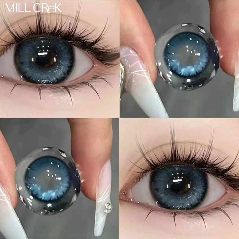 MILL CREEK Farbige Kontaktlinsen für Augen mit Dioptrien, Naturkosmetik, Grün, Blau, Kontaktlinsenleistung, schöner Schüler, jährlich