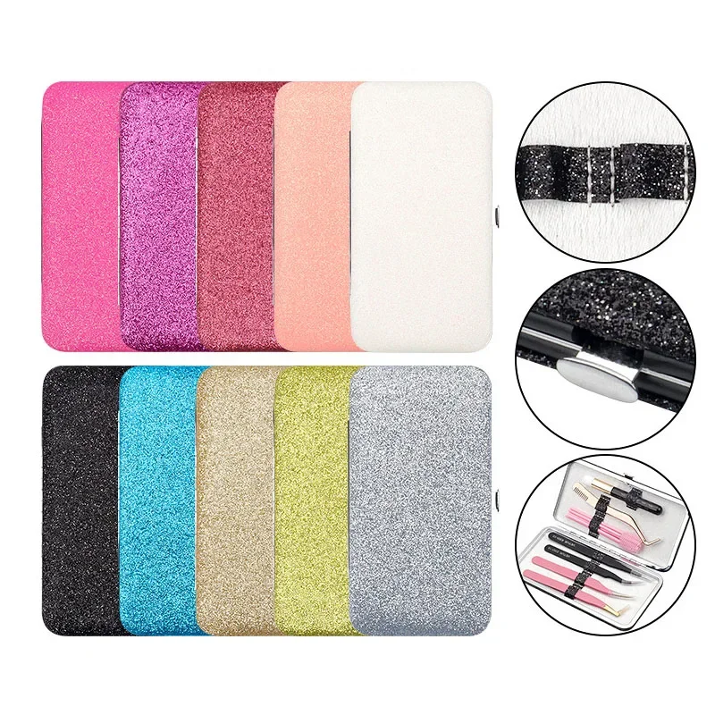 まつげエクステンションピンセット収納ボックス 7スロット 光沢のあるデザイン オーガナイザーケースバッグ ピンセット、まつげブラシ、アプリケーター収納用