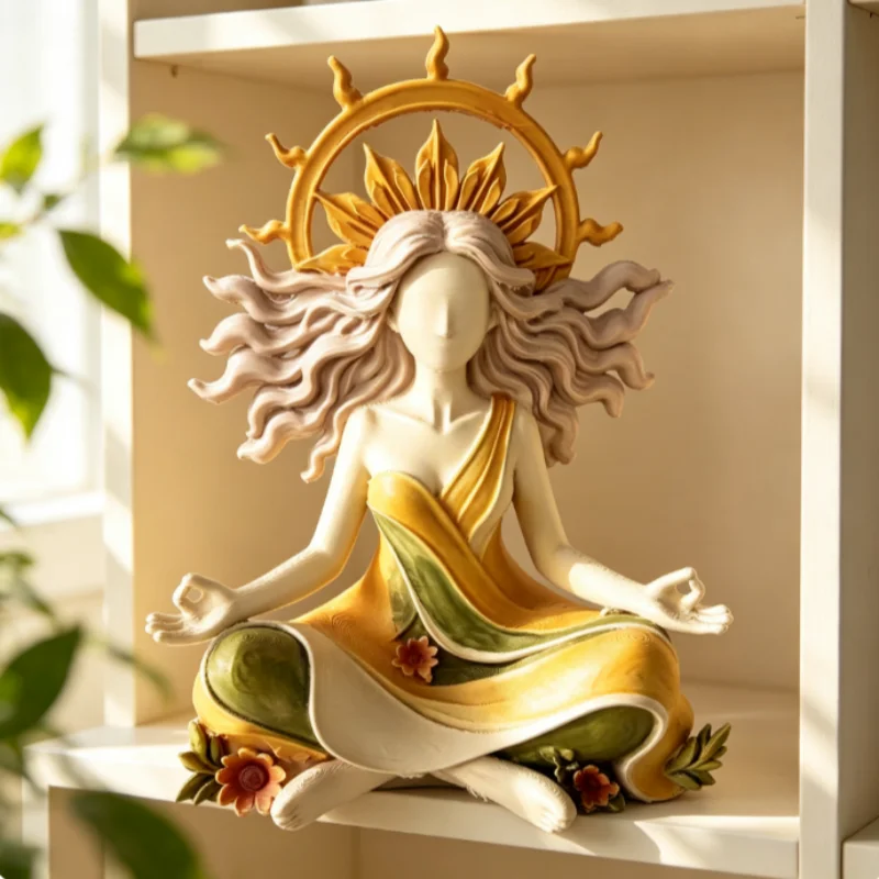 Serenity Goddess Resin Figurine Meditation Statue Minimalist Tabletop Sculpture Spiritual Home Desktop Ornament Decor