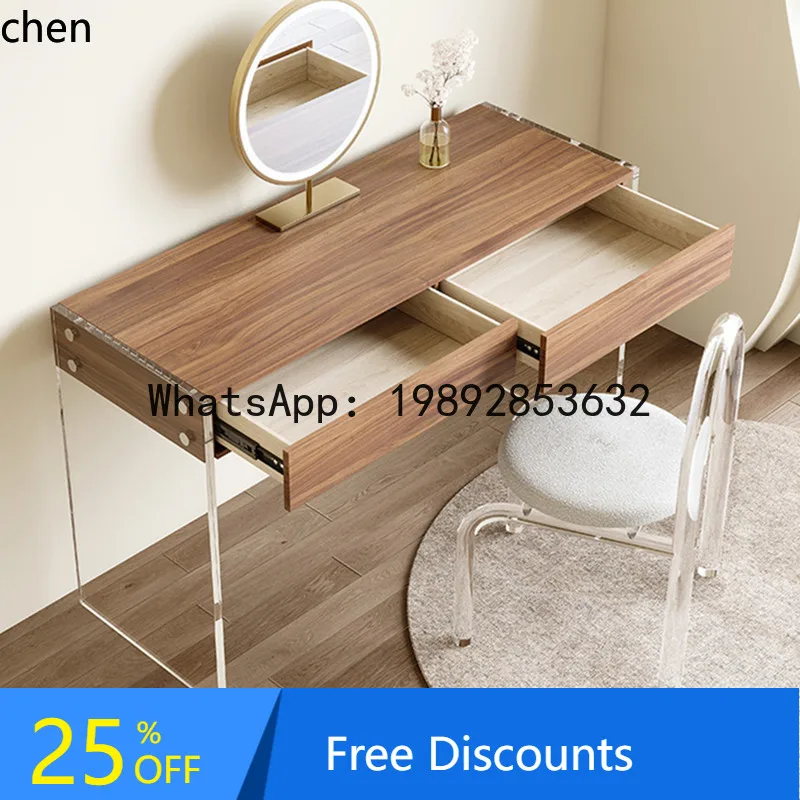 acrylic suspended solid wood dresser bedroom small multi-functional Internet celebrity makeup table