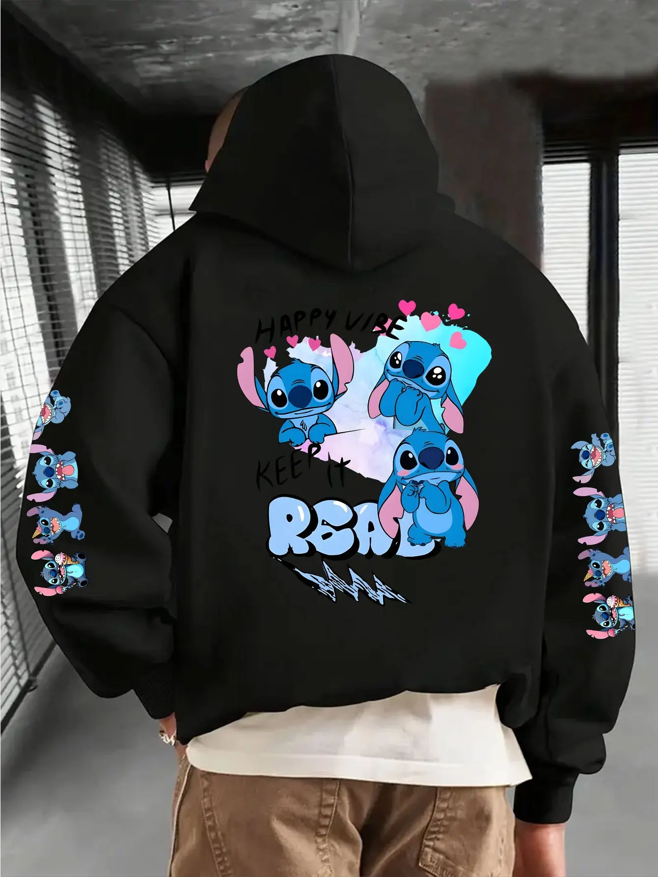 

Men's Disney Stitch Hoodies Fashion Oversized Streetwear Unisex Sweatshirts Autumn and Winter Fleece Casual Versatile