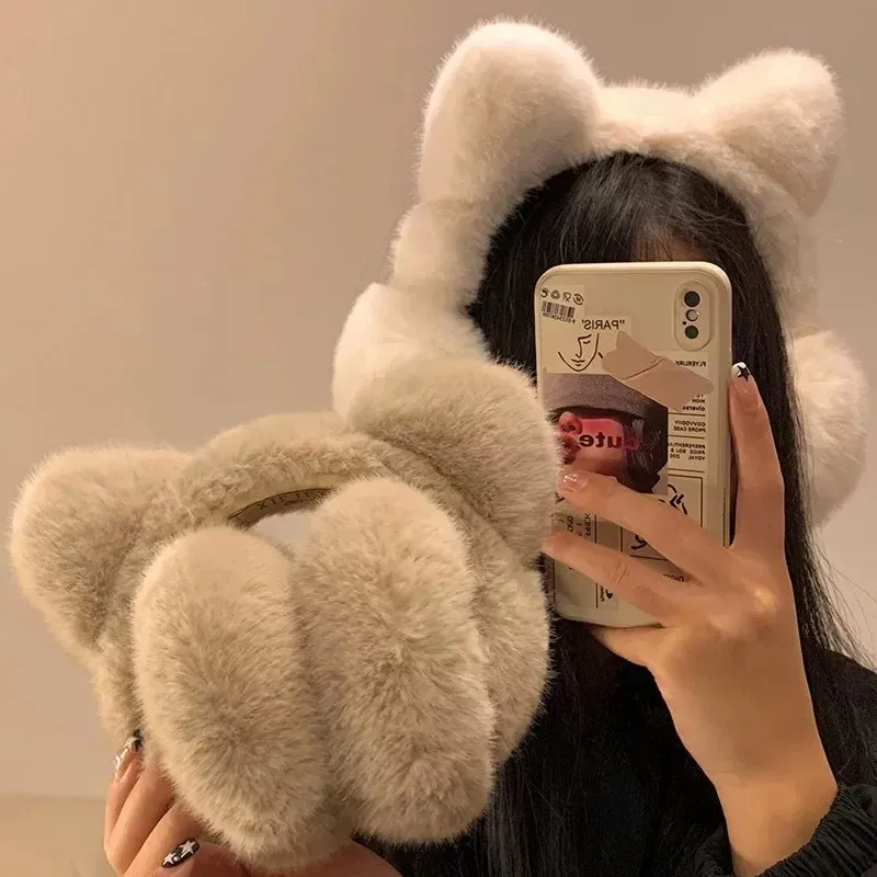 1pcs Cat Ears Soft Plush Ear Warmer Winter Warm Earmuffs Fashion Ear Cover Outdoor Cold Protection Ear-Muffs Folding Earflap