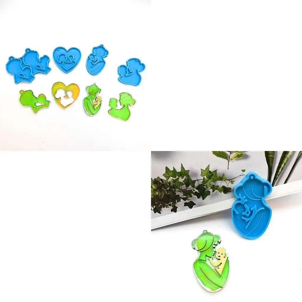 Silicone Resin Keychain Mold Parent-child Pendant Mold for DIY Car Home Decor