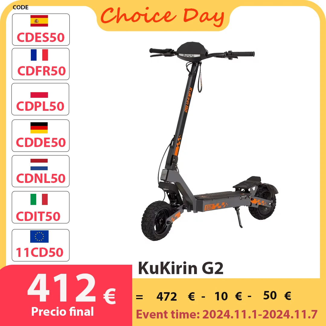 KuKirin G2 Folding Electric Scooter 800W Brushless Motor 10 Inch Vacuum Off-Road Tire EScooter 48V 15AH Battery Max Speed 45km/h